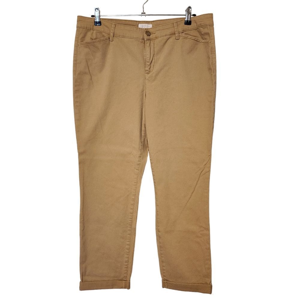 Charter Club Womens Ankle Cuffed Beige Pants Size 12